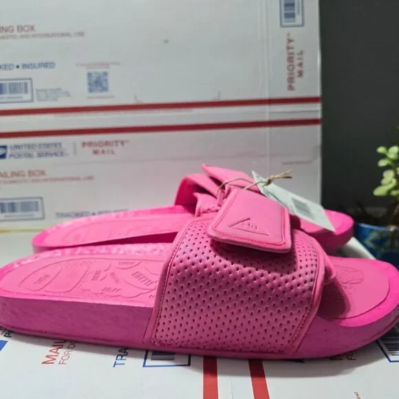 Adidas Pink Pharrell Hu Slides Sz 12 - Picture 3 of 5